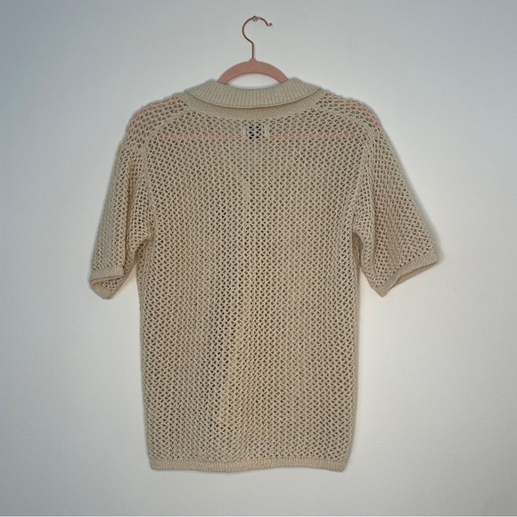 Frank And Oak Open-Knit Button-Up Polo Shirt | Recycled Cotton Blend | Size M | - Picture 4 of 5